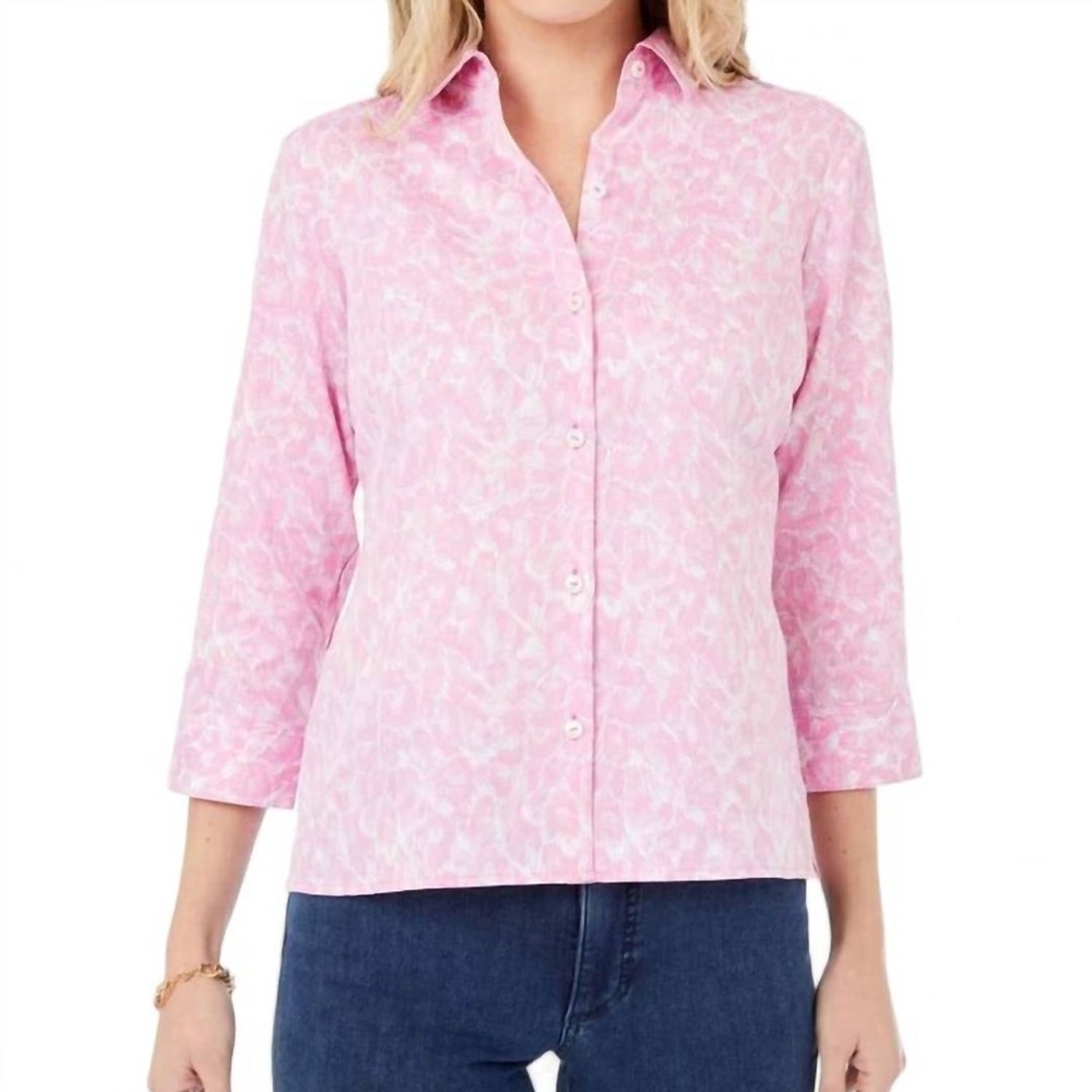 Foxcroft Women's Size‎ 10 Non Iron Lucie Panther Shirt in Pink Peach